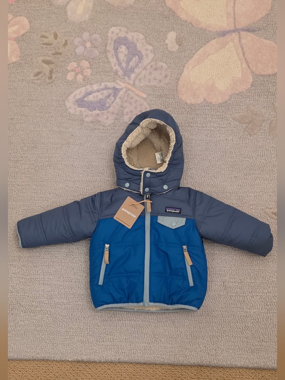 NWT, Patagonia Baby Reversible Tribbles Jacket, Size 12- 18 Months
